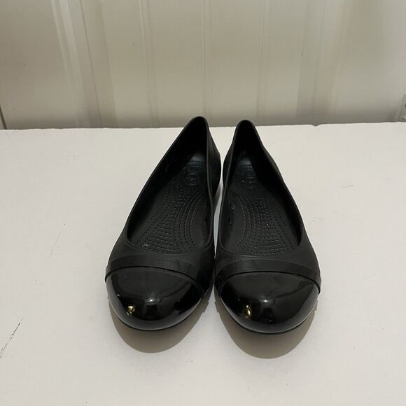 Crocs Gianna Alice Black cap Toe Ballet Flats Slip Ons Womens Size 8 - Picture 2 of 11